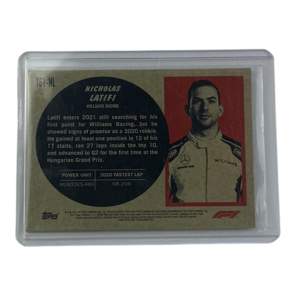 2021 Topps Chrome Nicholas Latifi FW43B Williams Racing F1 Trading Card - Picture 2 of 2